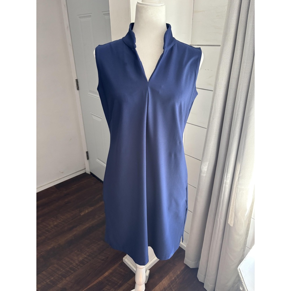 Katherine Way Dress Womens Medium Blue Sleeveless Collared Pockets Made USA Golf